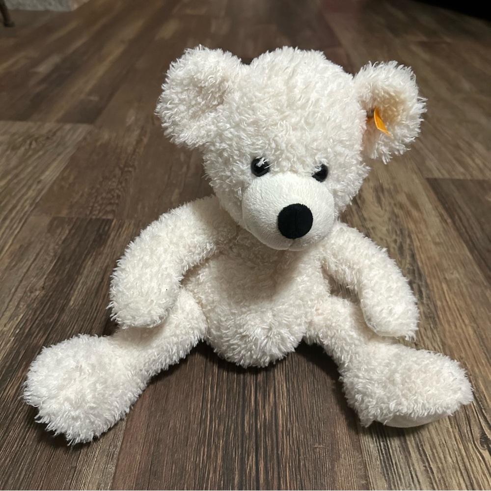 Steiff white soft cuddly 16" teddy bear Lotte German plush lovey